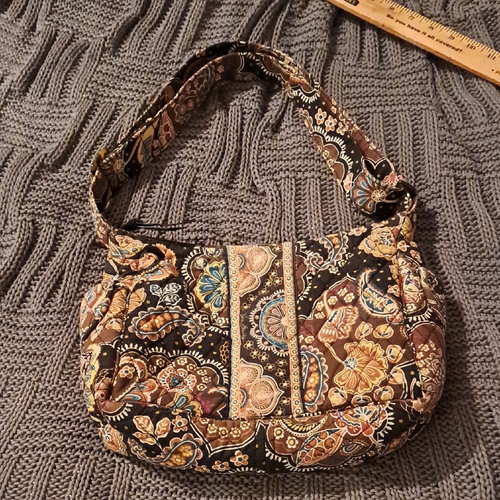 Vera Bradley Brown Black Paisley Quilted Shoulder Bag